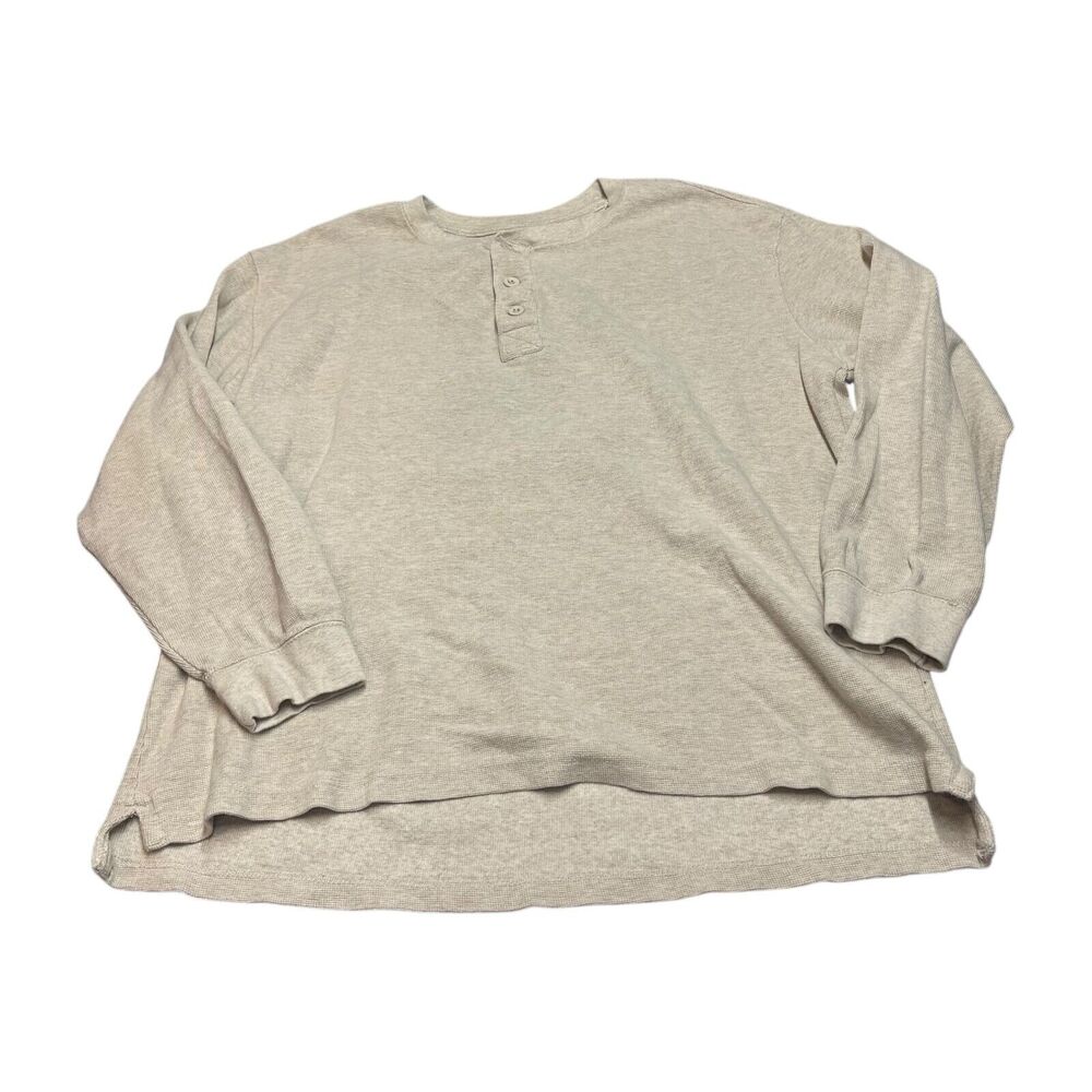 Craftsman Shirt Men's 2XL Beige Stretch Henley Neck Long Sleeve High Low Hem